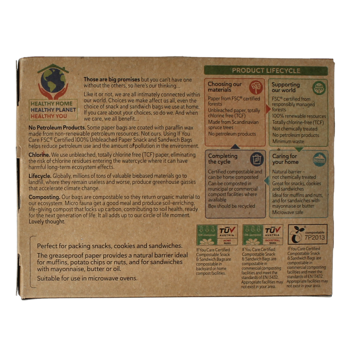 Recycling snack and sandwich bags by If You Care, 48-pack, eco-friendly household trash and foil bags for sustainable waste use.