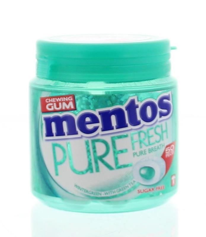 Mentos Gum Pure Fresh Winter Pack with 50 pieces, showing fresh mint-flavored chewing gum in colorful packaging