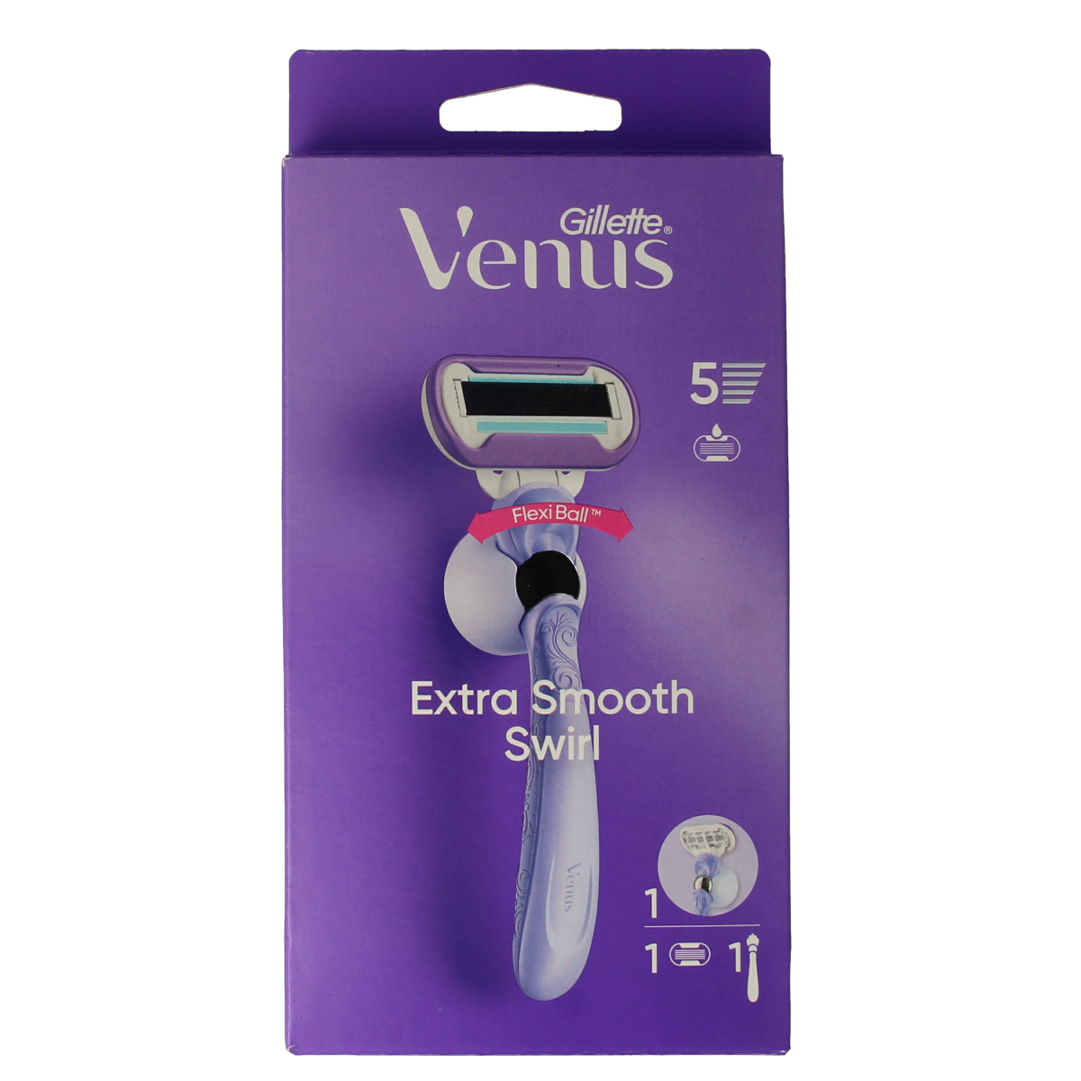 Gillette Venus Deluxe Smooth Swirl razor, a women’s shaving instrument with a sleek handle and replaceable blade cartridge.