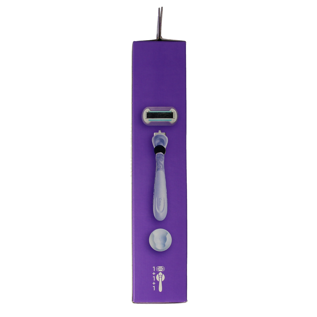 Gillette Venus Deluxe Smooth Swirl razor for women, showing the sleek handle and razor head with multiple blades.