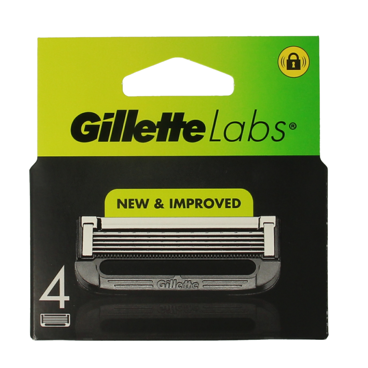 Gillette Labs shaving blades, 4-pack of high-quality razors, designed for precise and smooth shaving.