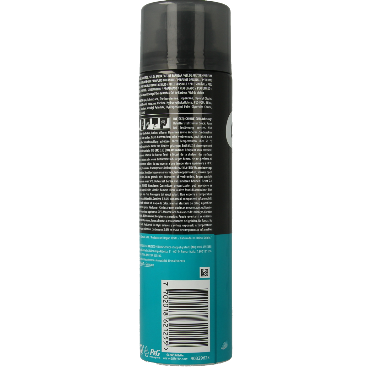 Gillette Base Sensitive Shaving Gel in 200ml tube, ideal for sensitive skin, showing the gel's packaging and branding.