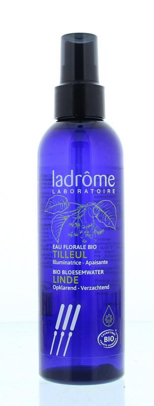 Ladrome Lindebloesemwater spray in 200ml bottle, a natural body care hydrosol with floral scent, shown in the image.