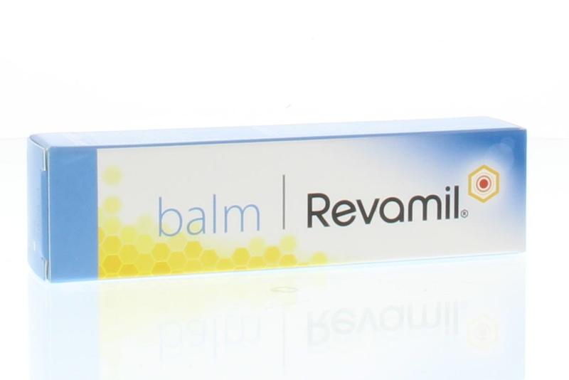 Revamil Balsem 15g in a small jar, body care product with a smooth, creamy texture, ideal for moisturizing and skin soothing.
