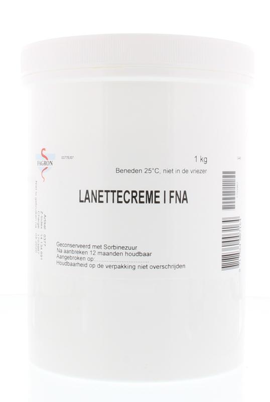 Fagron Lanettecreme 1 FNA body care product in a 1 kg container, shown in the image.
