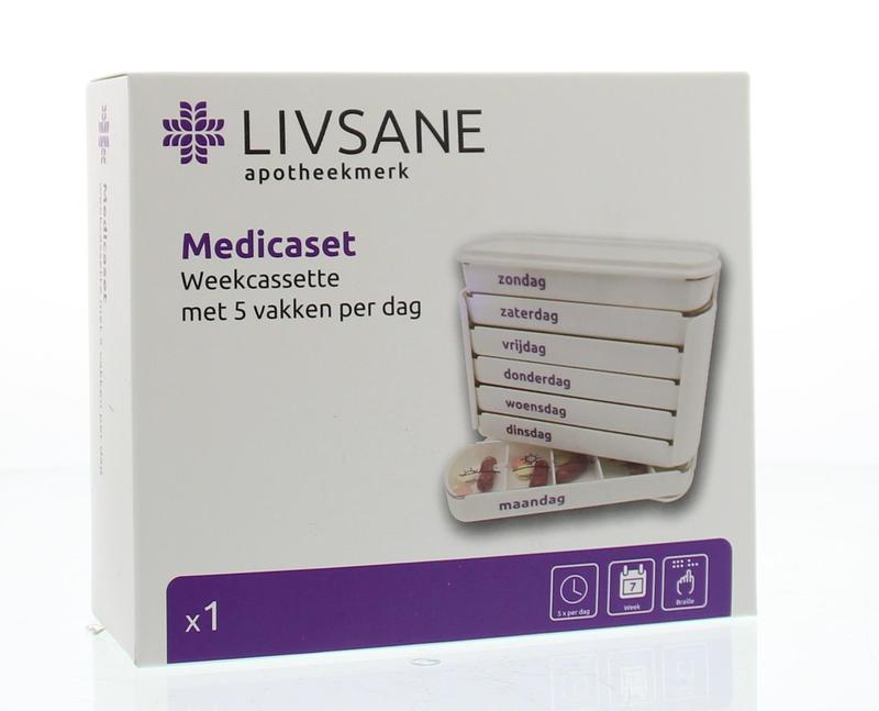 Blockland Medicaset medicijnbox with 5V braille, 1.00 piece, showing the compact medicine storage container with braille markings.