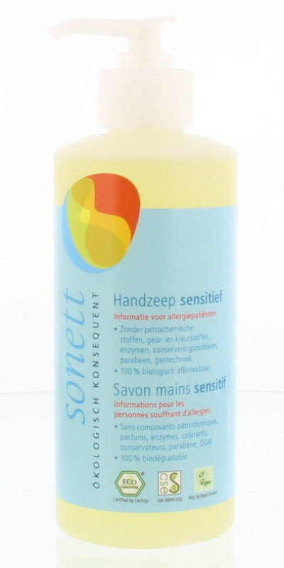Sonett Sensitive Handzeep in 300ml bottle, gentle hand cleansing and skin care from Sonett, ideal for sensitive skin.