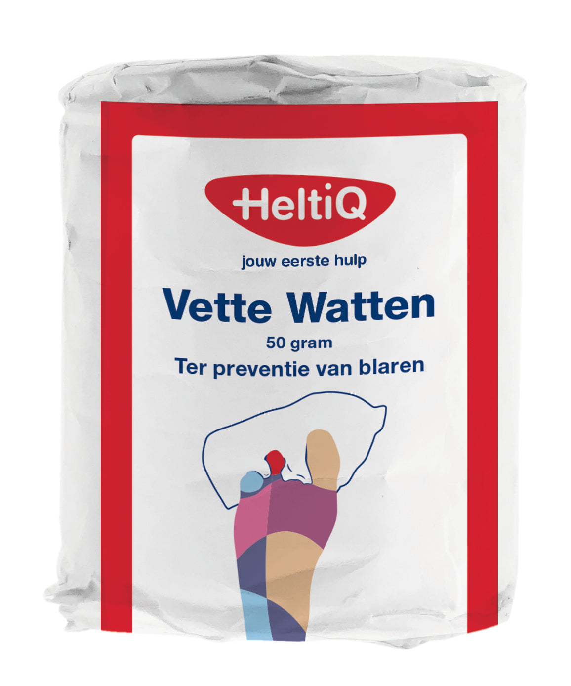 Heltiq Vette Watten 50g, soft cotton wool balls for medical and cosmetic use, shown in a close-up image.