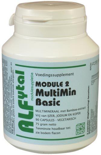 Alfytal MultiMin basic mineral supplement capsules with iron, iodine, copper, vegetarian capsules in a blister pack.