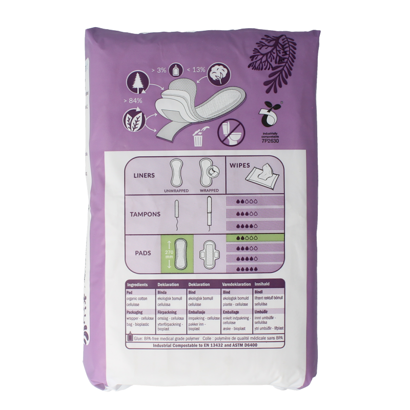 Natracare normal panty liners in a pack of 14, featuring eco-friendly, natural materials for feminine hygiene.