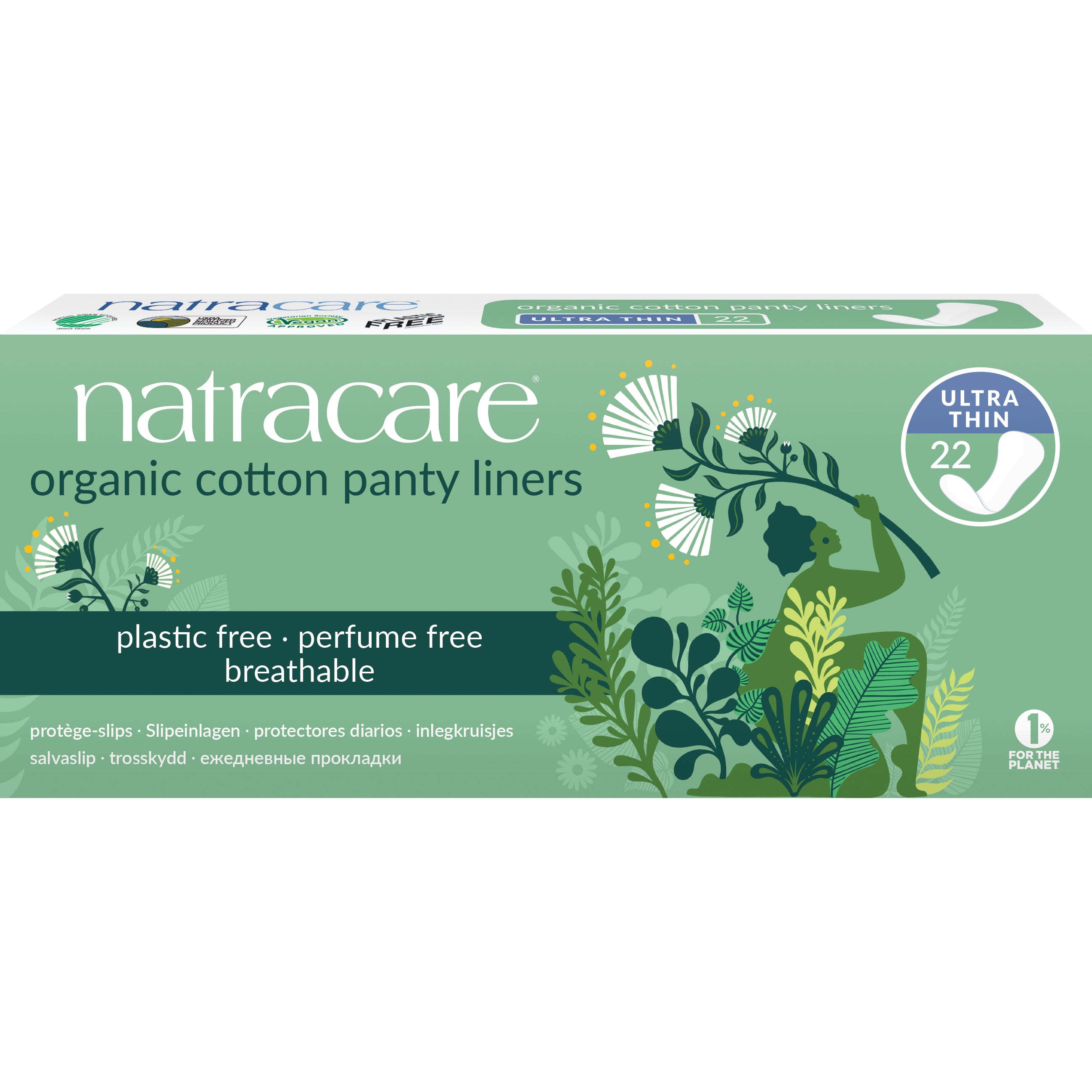 Natracare ultra thin inlegkruisjes for women, pack of 22, soft natural feminine hygiene incontinence pads