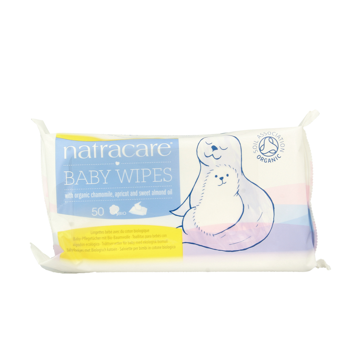 Natracare Babydoekjes pack with 50 biodegradable wipes for gentle baby skin, soft and natural baby care product from Natracare.