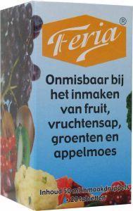 Feria Inmaak 50ml bottle with 20 sweetener tablets, natural sugar substitute for cooking and baking.