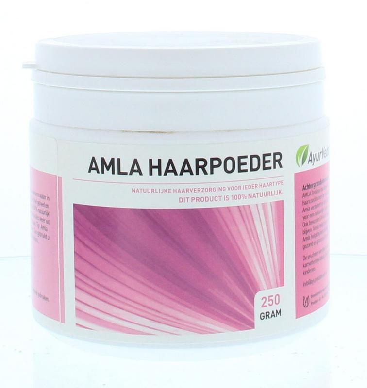 Ayurveda Health Amla Haarpoeder for hair care, 250g, featuring dried amla powder in a natural container.