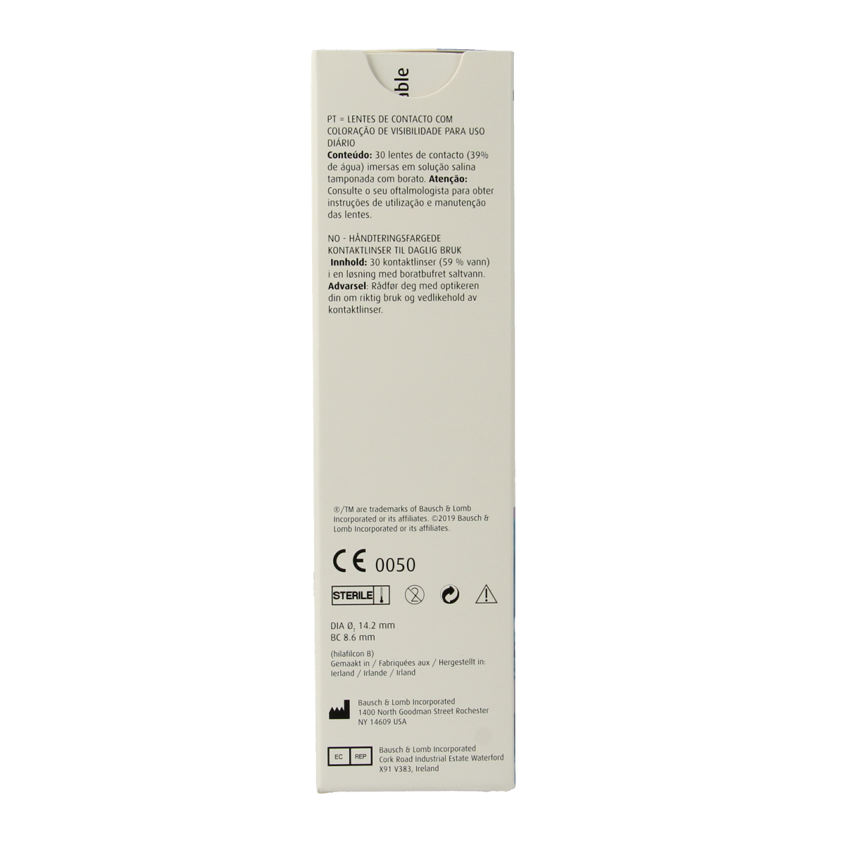 Bausch & Lomb Daglenzen -7.00 diopter optical contact lenses, 30 pairs, shown in blister packaging for vision correction.