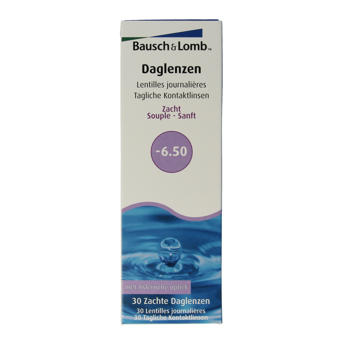 Bausch & Lomb Daglenzen -6.50 diopters, 30 contact lenses in a box, optical product for vision correction