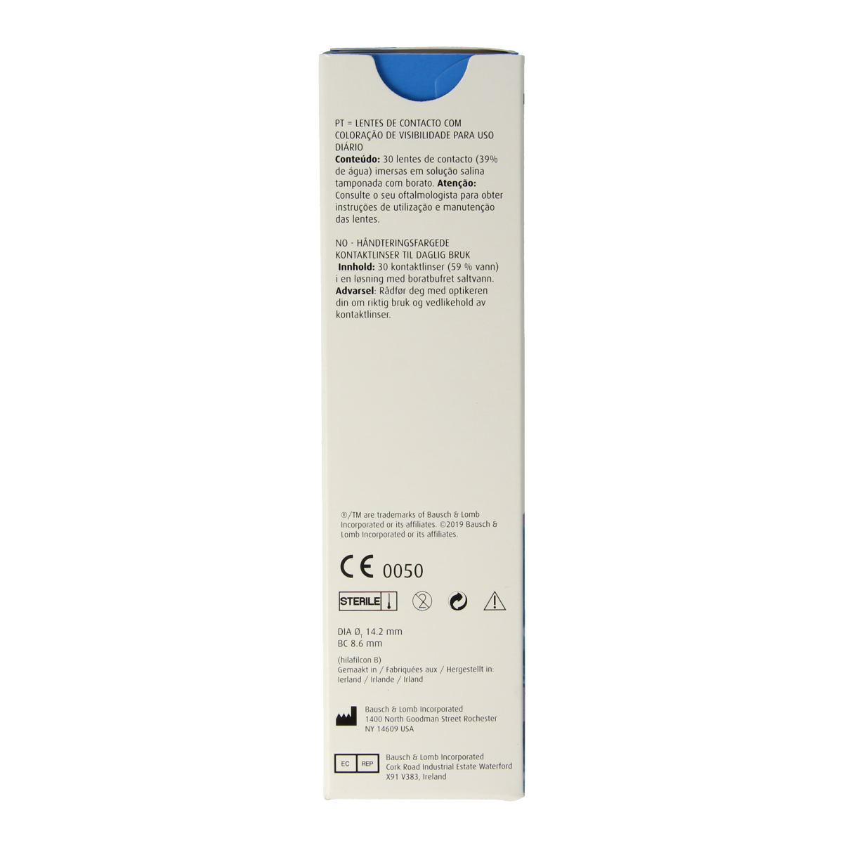 Bausch & Lomb Daglenzen -5.50 diopter, 30 contact lenses, optiek brand, clear view lenses in packaging.
