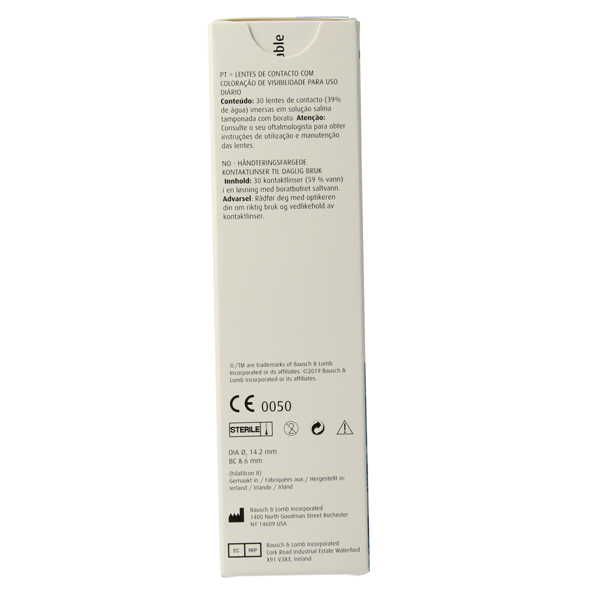 Bausch & Lomb Daglenzen -5.00 diopter contact lenses, 30-pack, optiek product, displayed in blister packs on a white background.