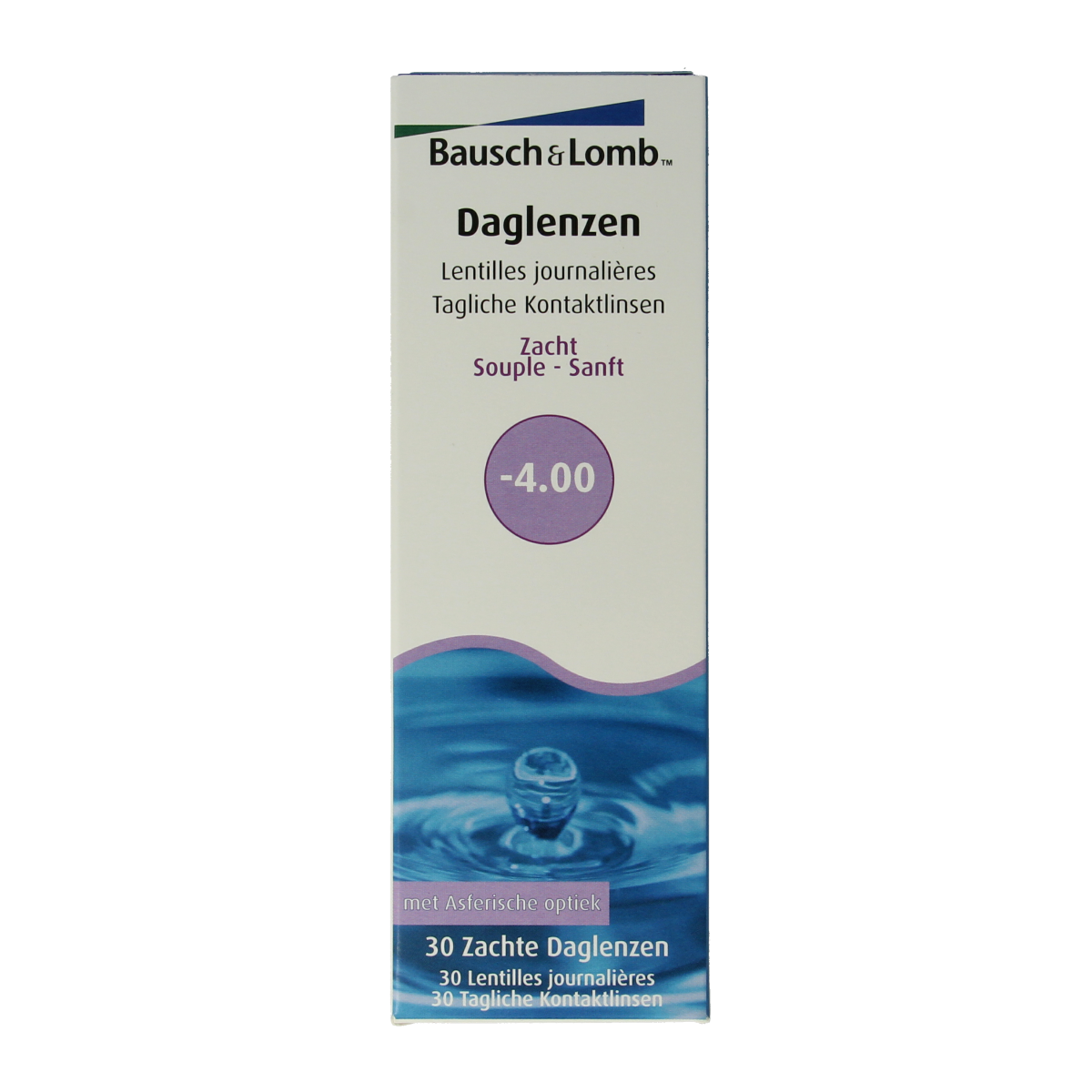 OTC Medical Daglenzen -4.00 contact lenses for eye care, 30 pack, clear soft lenses for vision correction.