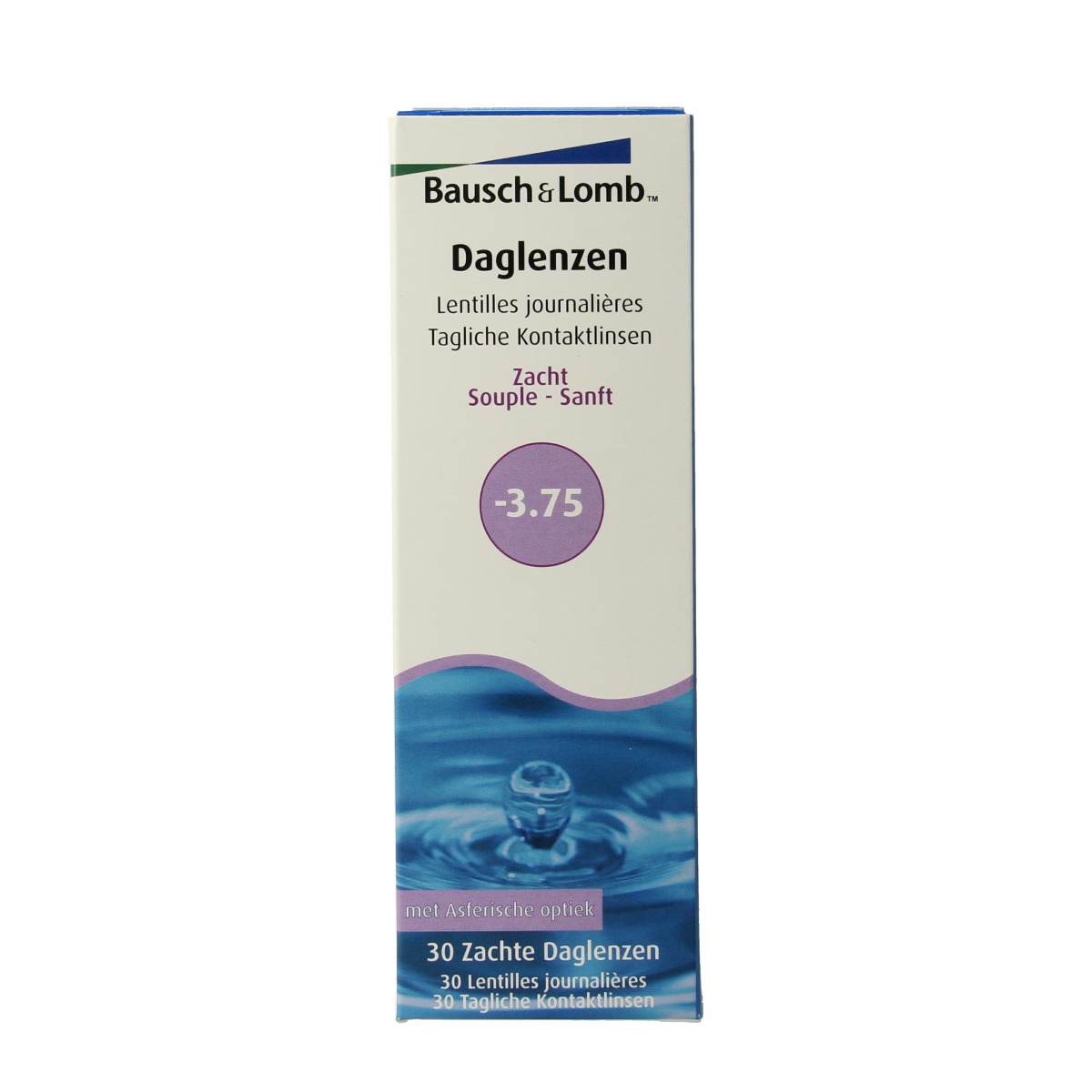 OTC Medical Daglenzen -3.75 eye care lenses, 30 pairs, clear and comfortable for vision correction, natural eye appearance