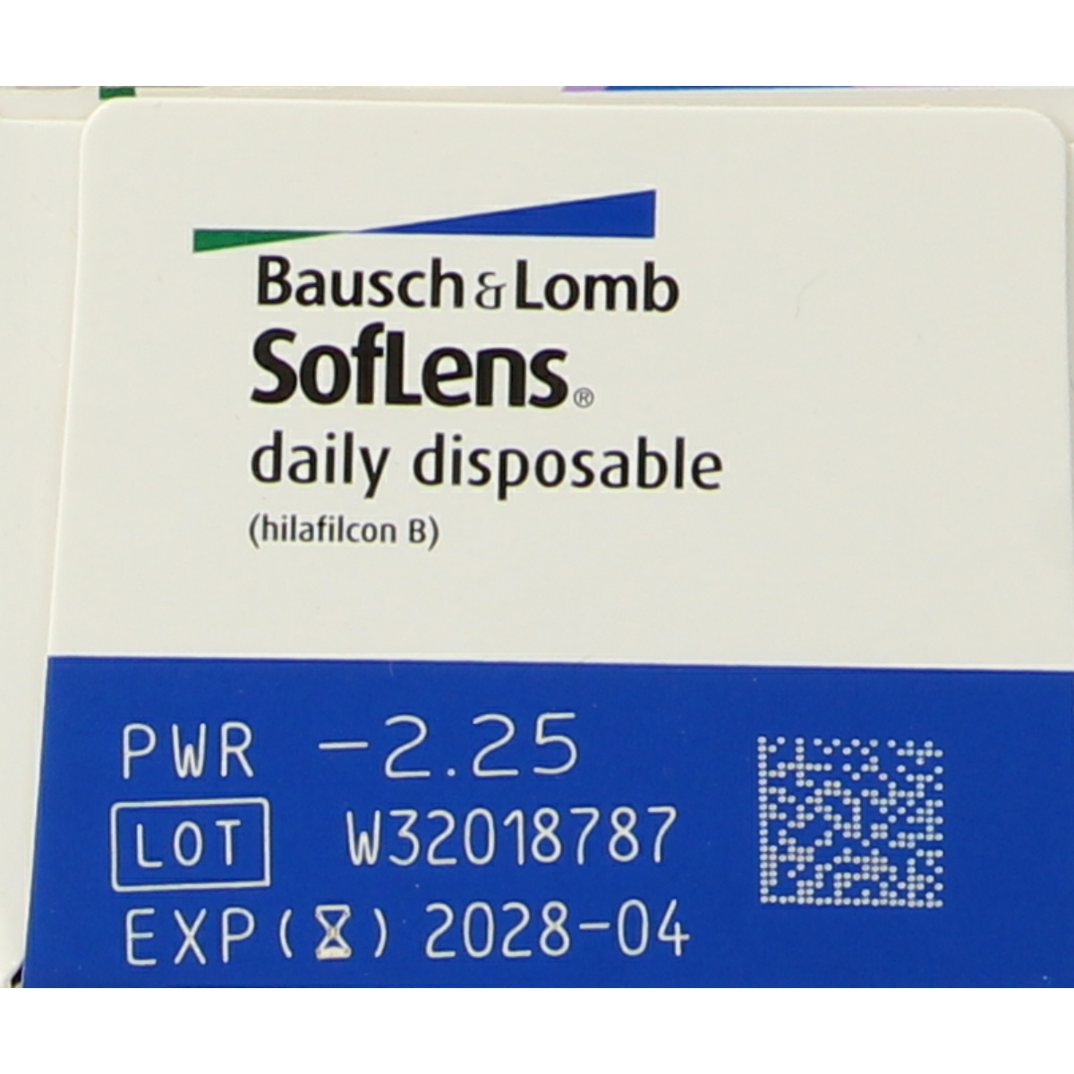 OTC Medical Daglenzen -2.25 eye care contact lenses, 30 pairs, shown in open blister pack, clear and designed for vision correction.