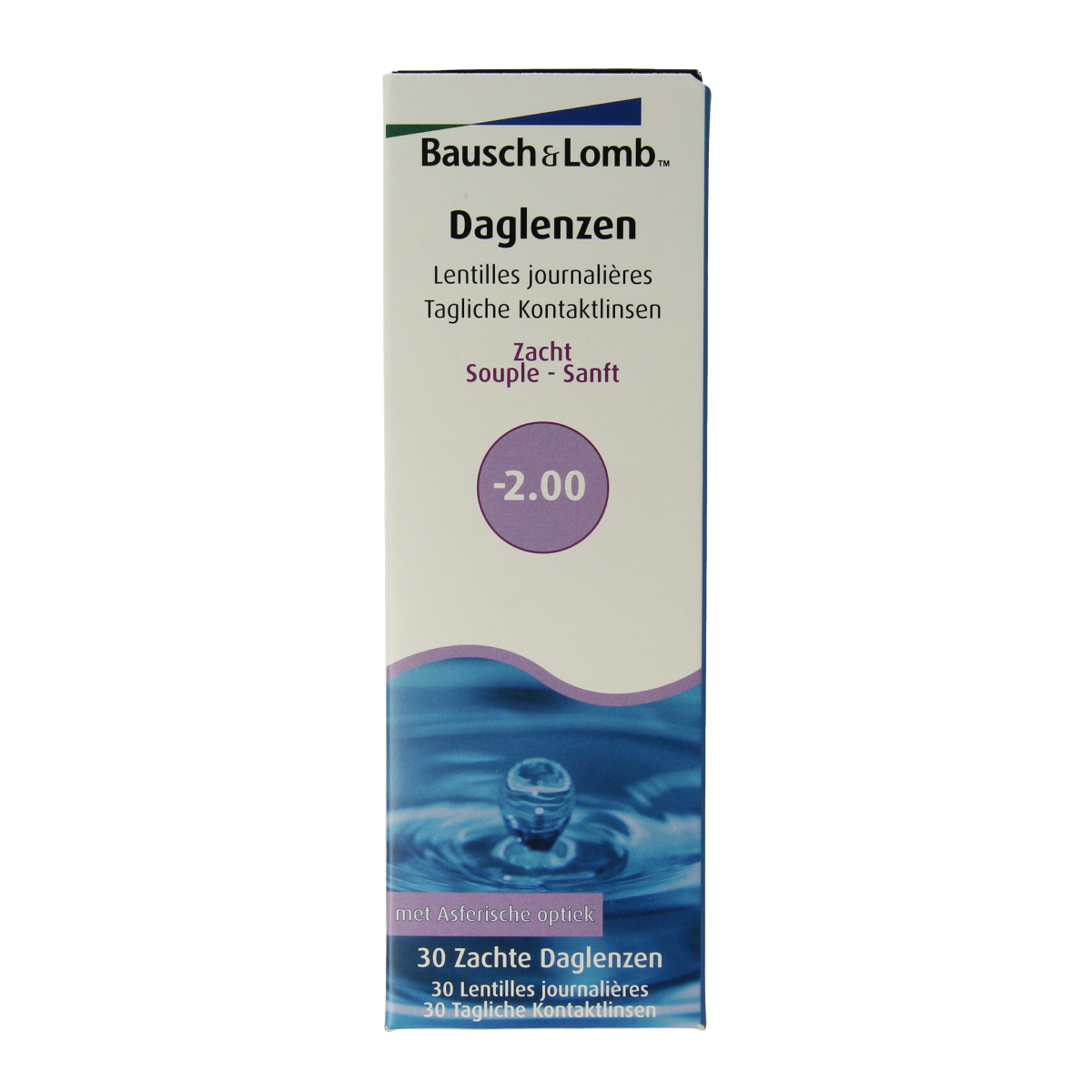 OTC Medical Daglenzen -2.00, 30 packs of eye care contact lenses, clear and comfortable for daily use