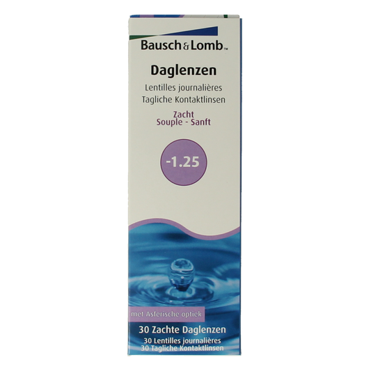 OTC Medical Daglenzen -1.25 prescription contact lenses for eye care, displayed in a box with 30 pieces.