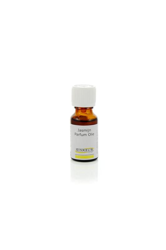 Ginkel's Parfumolie jasmijn essential oil in 15ml bottle, showing a clear glass container with jasmine fragrance.