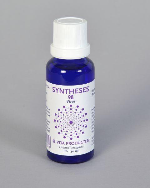 Vita Syntheses 98 virus herbal preparation bottle, 30ml, from Vita brand, with label displaying product details and branding.