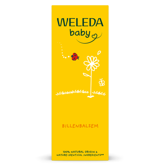 Weleda Calendula baby billenbalsem in 75ml tube, gentle diaper rash cream for infants and toddlers, with calendula extract.