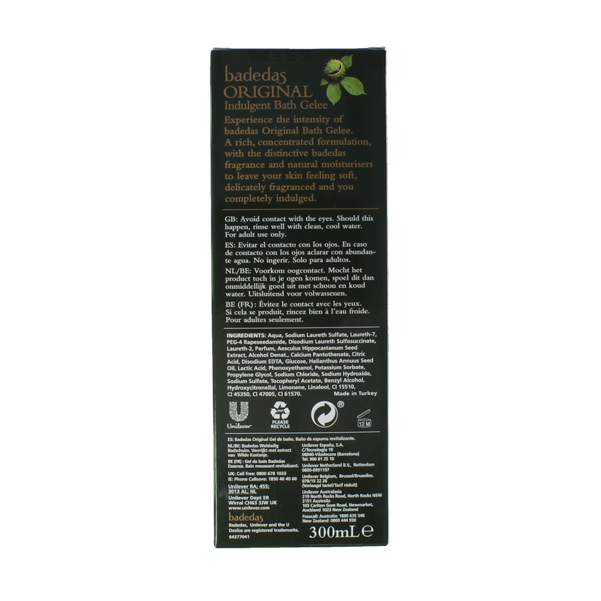 Badedas original bathing liquid in a 300ml bottle, designed for luxurious bath and shower experiences.