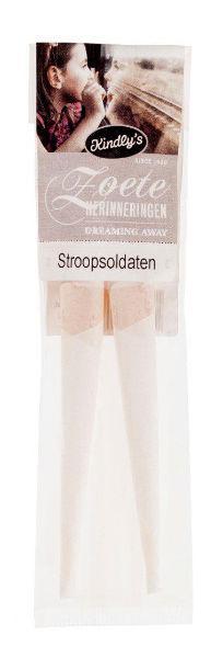 Kindly's Stroopsoldaatjes candy in a pack of 2.00 pieces, colorful classic Dutch chewy sweets on a white background.