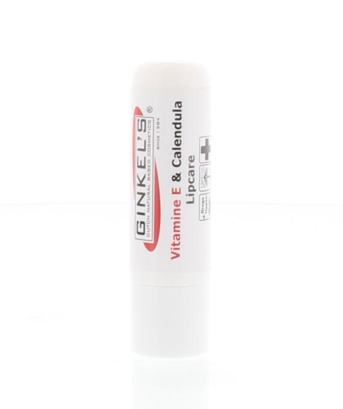 Ginkel's Vitamin E & Calendula Lipverzorging lipstick in a 5g tube, designed to nourish and protect lips.