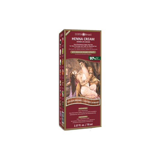 Surya Brasil Henna haarverf crème goud bruin, 70ml, in a tube for natural hair coloring with a warm brown shade