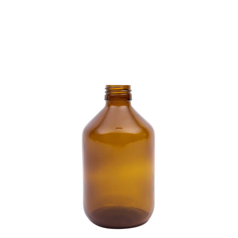 Blockland brown medication bottle 300ml, unsealed, shown in a pack of 12; packaging material for medicines.