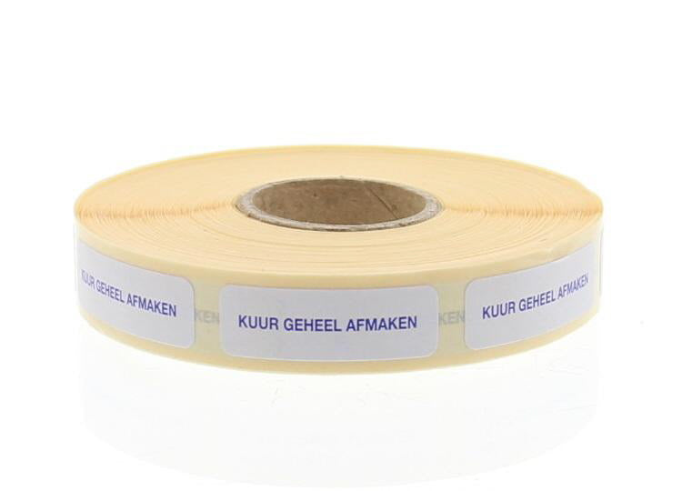 Blockland brand etiketten met 30x7mm afmetingen, set van 1000 stuks voor het afsluiten van strooketiketten.