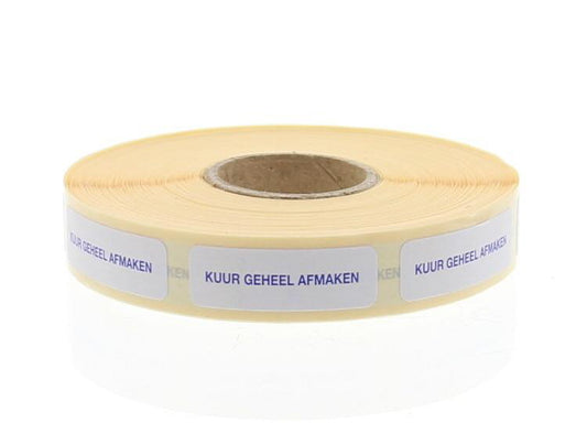 Blockland brand etiketten met 30x7mm afmetingen, set van 1000 stuks voor het afsluiten van strooketiketten.