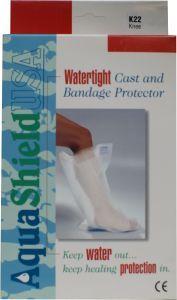 Aquashield Knie protective cover for shower and bath, single piece, waterproof, soft material, designed for safety and comfort.