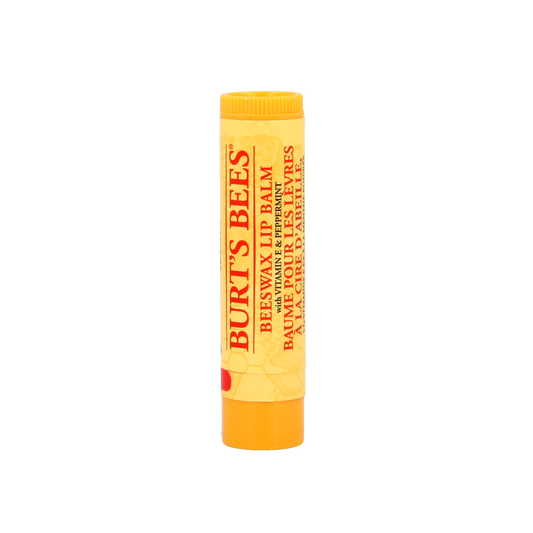 Burt's Bees Beeswax lip balm in a 4.25g container, natural lip care product with beeswax and moisturizing ingredients.