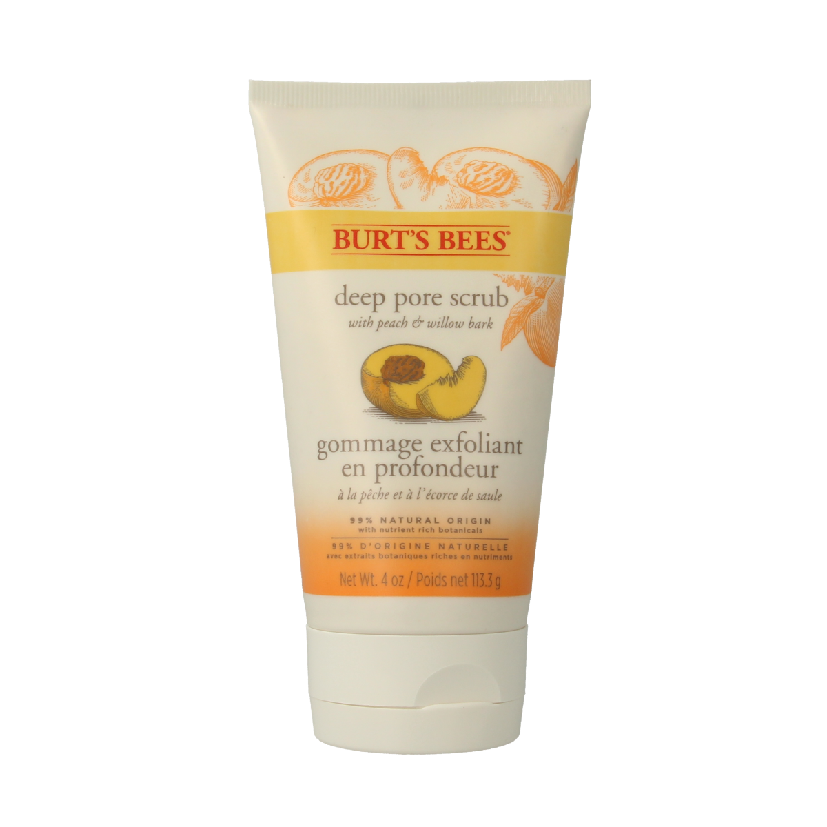 Burt's Bees Gezichtscrub with peach and willowbark, 113.3g, natural facial exfoliator with nourishing ingredients