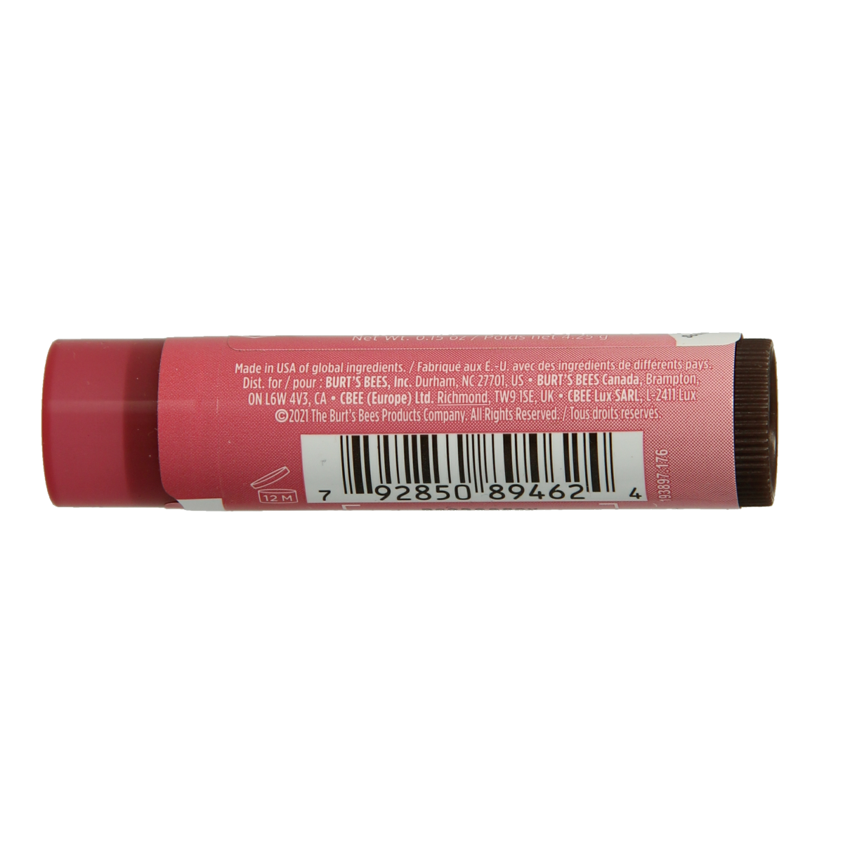Burt's Bees Hibiscus lip balm in a 4.25g tube, moisturizing lip care product with natural hibiscus ingredients.