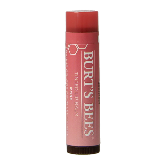 Burt's Bees tinted rose lip balm in a 4.25 gram tube, natural lip care with a subtle rose tint and moisturizing formula.