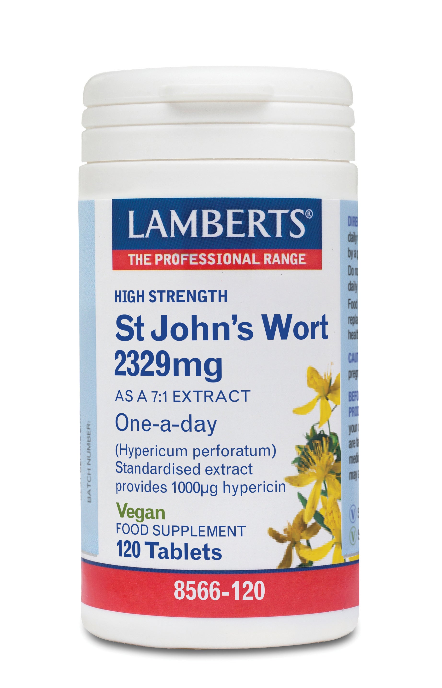 Lamberts St Janskruid herbal tablets, Hypericum perforatum supplement, 120 count, natural herbal remedy for mood support.