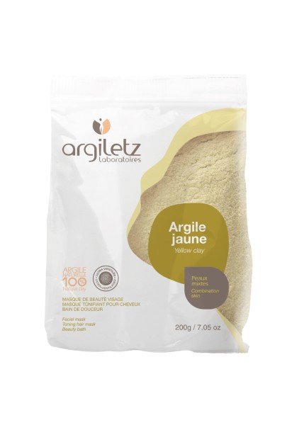 Fine yellow Argiletz clay in a 200g package, suitable for body care and natural skincare routines.