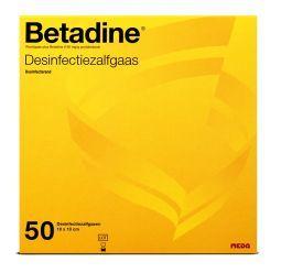 Betadine disinfectant gauze and compresses, sterile medical dressings, 50-pack, for wound care and infection prevention
