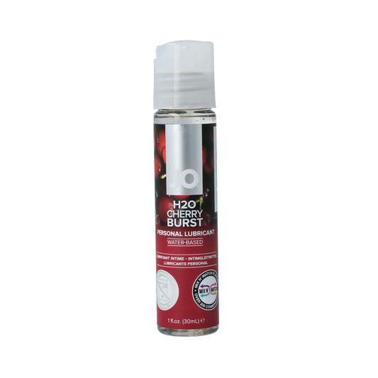 System Jo H2O glijmiddel kers in 30ml bottle, water-based lubricant with cherry flavor and smooth texture.