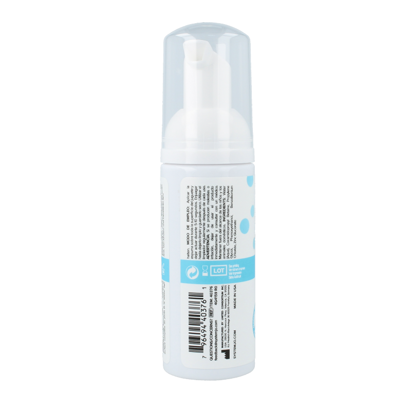 System Jo Refresh foaming toy cleaner in 50ml bottle, gentle and effective cleaning solution for intimate toys.