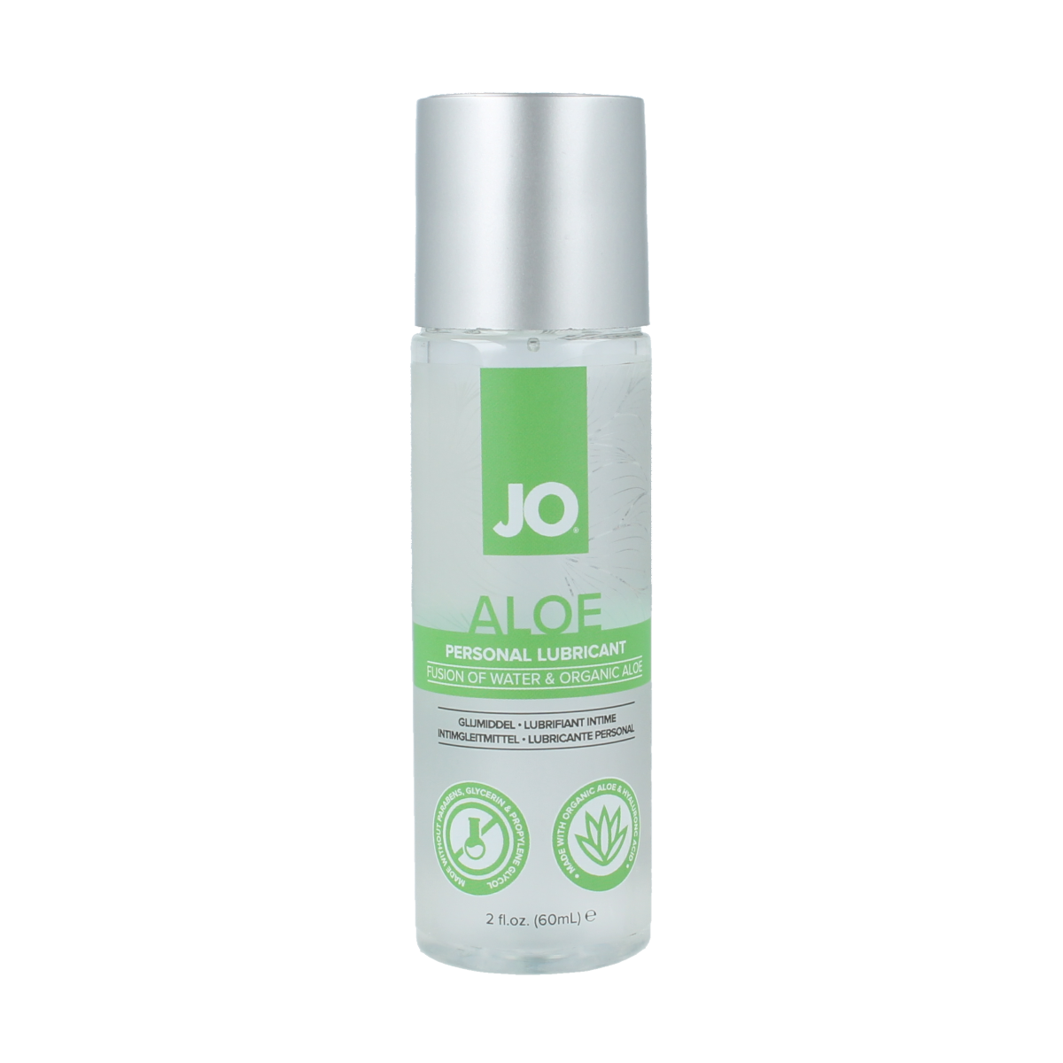System Jo Aloe lubricant in 60ml bottle, clear gel for smooth, soothing personal use, designed for comfort and hydration.