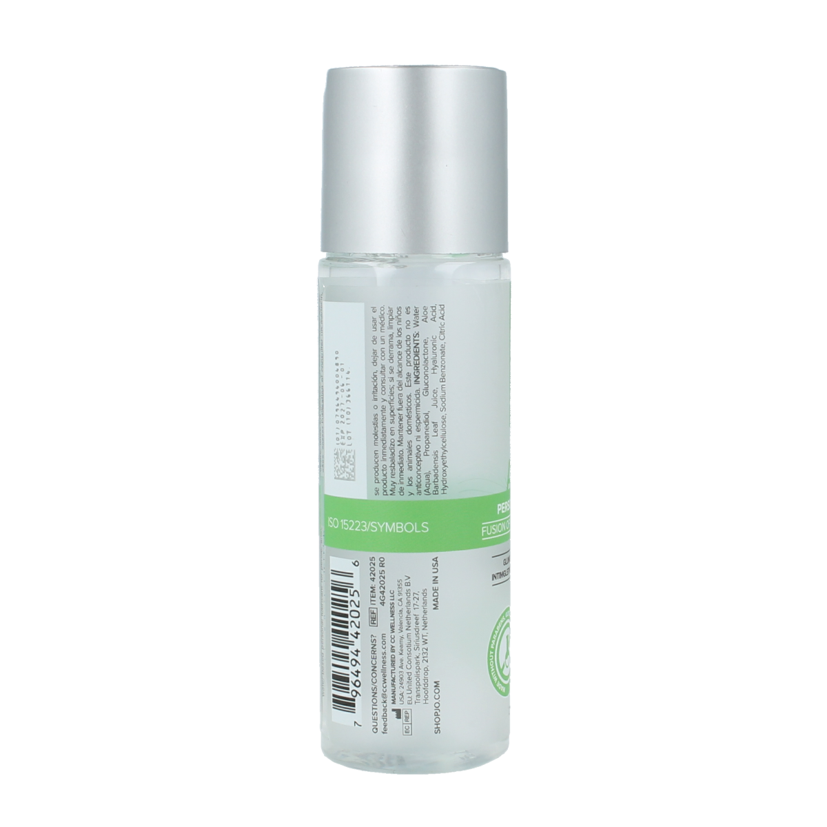 System Jo Aloe lubricant 60ml bottle, clear gel for sensitive skin, with a smooth, water-based formula for enhanced comfort.