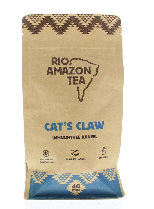 RIO Cat's Claw Kruidenthee builtjes, 40 packs, herbal tea bags, natural herbal tea product by RIO, shown in the image.